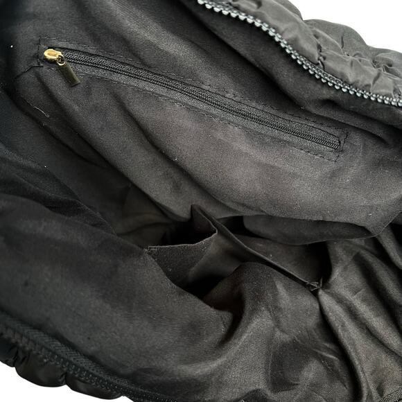 Black Quilted Puffer Shoulder Crossbody Hobo Bag - Picture 10 of 11